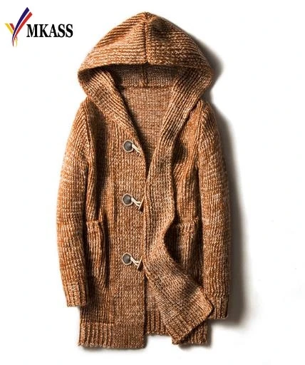 2018 New  Autumn Winter Loose Long Mens Cardigans Sweaters Fashion Big Size Jumpers Mens Hooded Sueter Knit Sweater