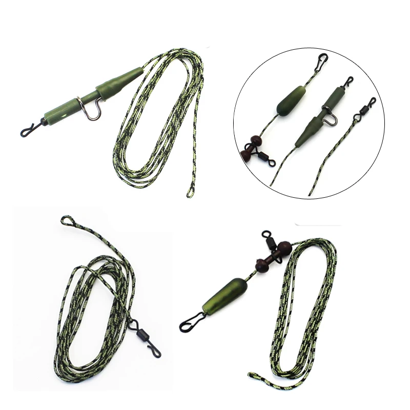 

2Pcs Carp Fishing Leadcore Ready Tied Braided Line Helicop Quick Change Swivels Snap Lead Clips Fishing Link Hair Rigs Lead Wire