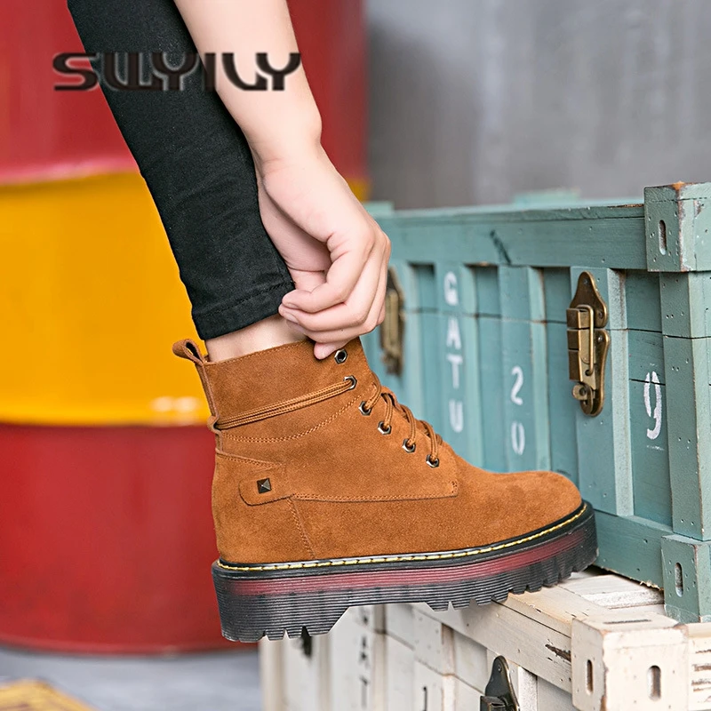 SWYIVY Martin Boots Woman Thick Cow Muscle Bottom 2018 Genuine Leather Woman Snow Boots Fur Warm Winter Shoes Short Boots Woman