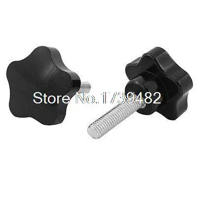 

2 Pcs Machine Tool M8 x 30 Male Thread 40mm Dia Bakelite Knobs Handle Black