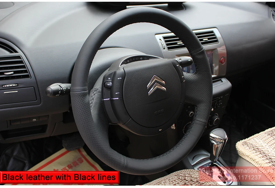 PONSNY искусственная кожа Чехлы рулевого колеса автомобиля чехол для Citroen C-Quatre 2009-2011 C4 C-Triomphe Black