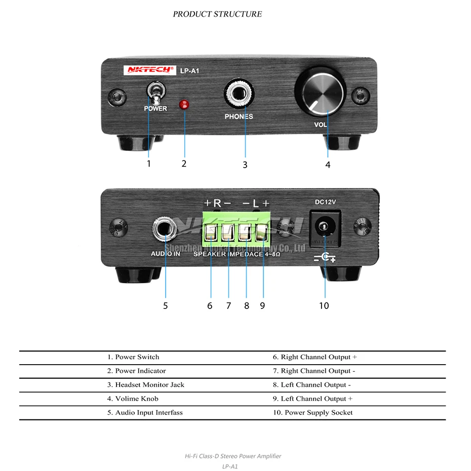 NKTECH LP A1 Digital Power Amplifier Hi Fi Stereo Audio Headphones 20W RMS 2 CH Class D 130g MINI Wireless Amp For Car MP3 MP4