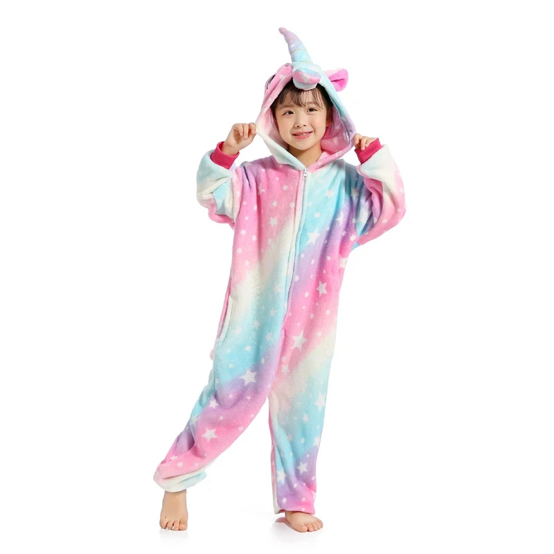 Kigurumi Onesie Дети Пижама с дизайном «панда» детские животные мультфильм Комбинезоны Единорог вечерние Вечеринка Косплей пижамы детские пижамы