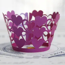 Темно-фиолетовый полый вырезать кружева свадебное Завертчицы бумаги кексы Cup Cake День рождения Baby Shower выпечки обертка