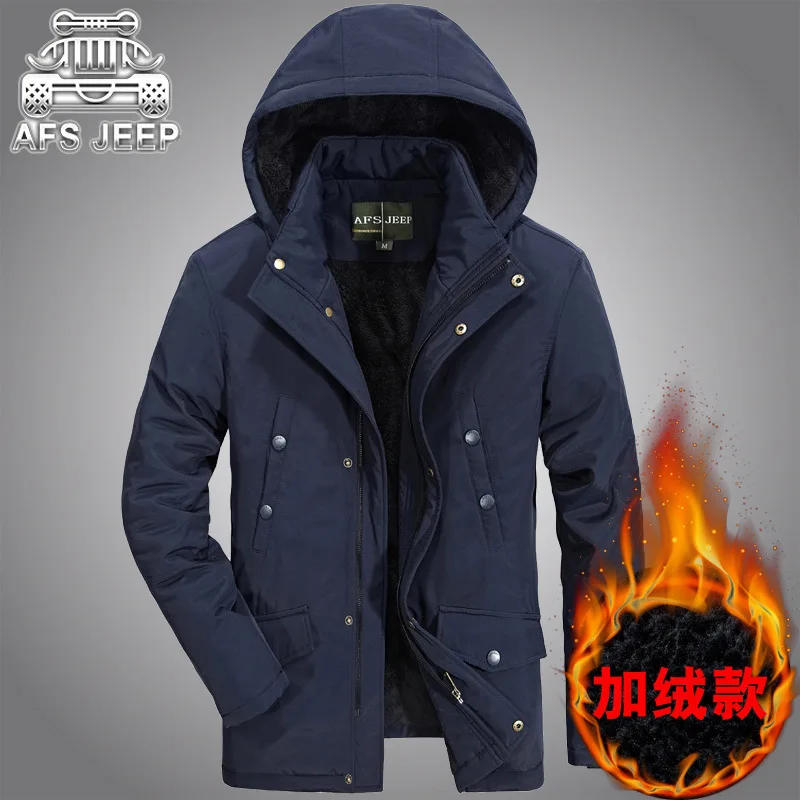 AFS последние 2017 большой Размеры теплая верхняя одежда зимняя куртка Для мужчин ветрозащитный капюшон Для мужчин куртка теплая Для мужчин