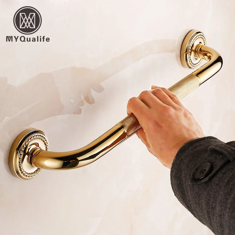 Free Shipping Gold plating Wall Mounted Bathtub Grab Bar Brass Bathroom
