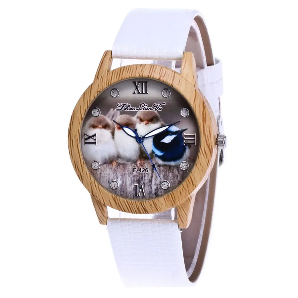 Модные женские часы крокодил узор кожаный ремешок кварцевые часы Птица узор Круглый циферблат изысканный подарок для друзей