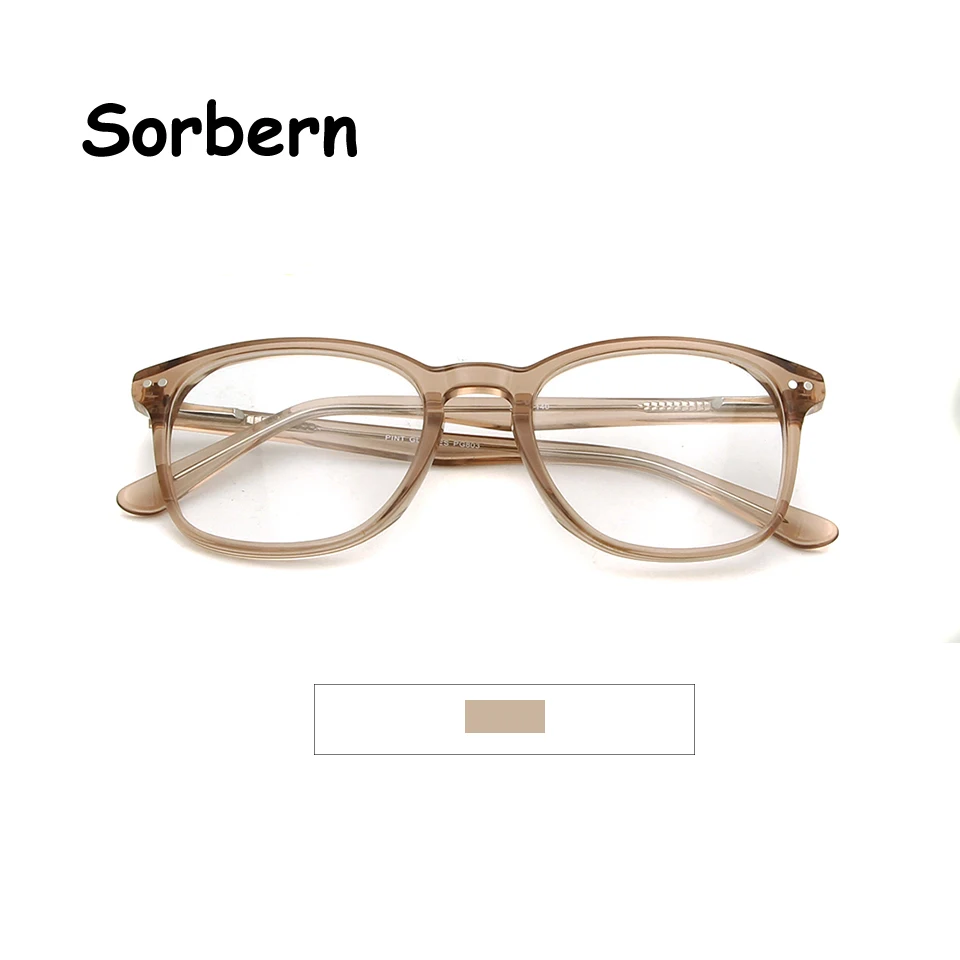 Ацетатные корейские очки оправа женские оптические очки прозрачные коричневые мужские прозрачные очки заклепки винтажные оправа для очков, при близорукости