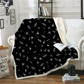 

Black Skull 2019 Design Sherpa Blanket Fashion Travel Youth Bed Outlet Washable Fleece Blanket Icon 3D Print Plush Throw