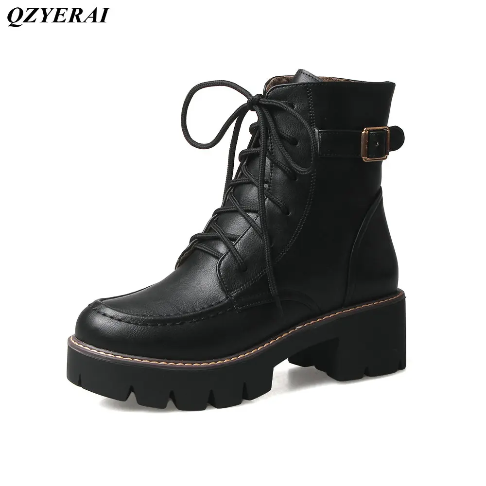 

QZYERAI Spring and winter fashionable ladies short boots Martin boots thick heel fine straps anti-skid shoes