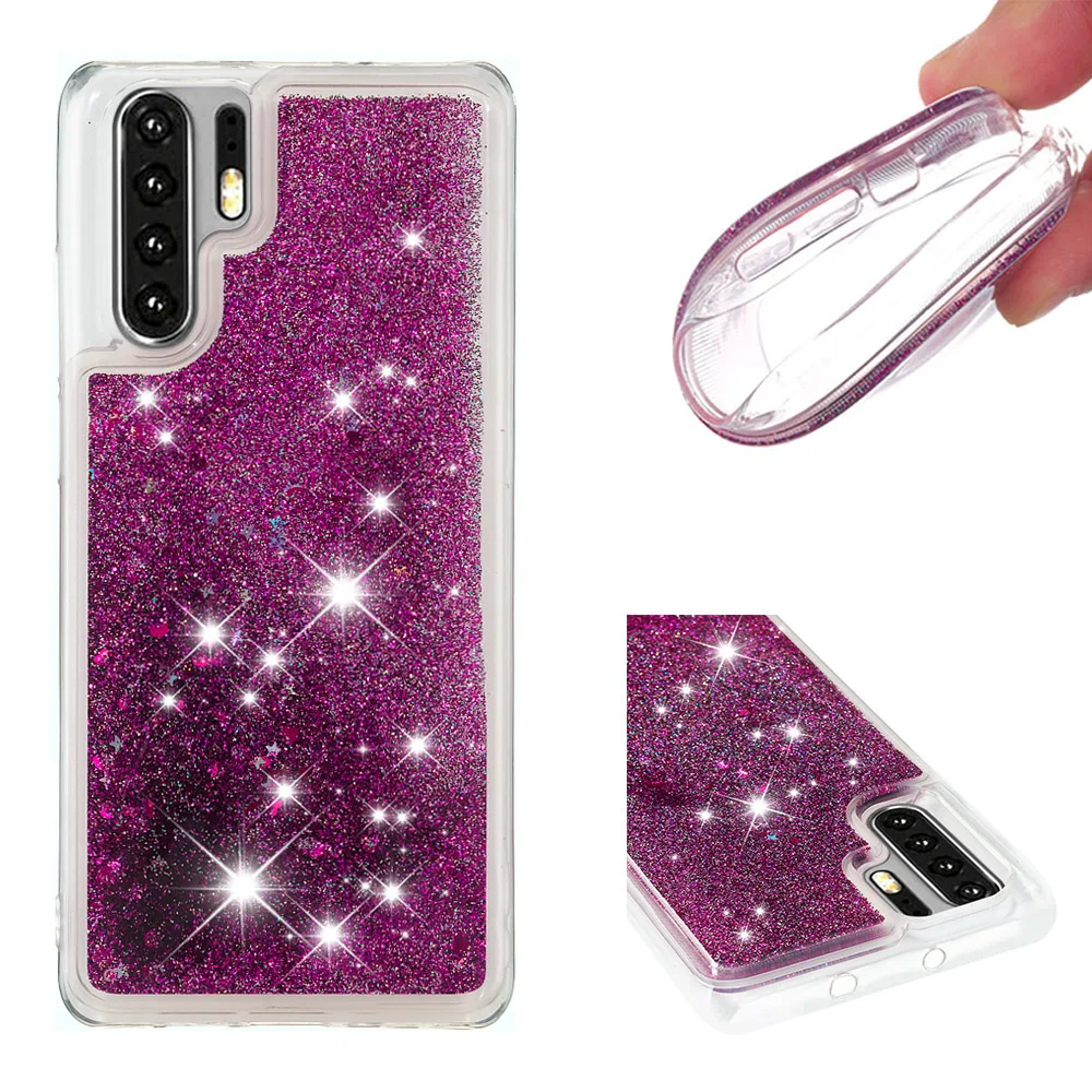 

Shining quicksand TPU anti-fall Love Heart phone case is suitable for Huawei P30 Pro