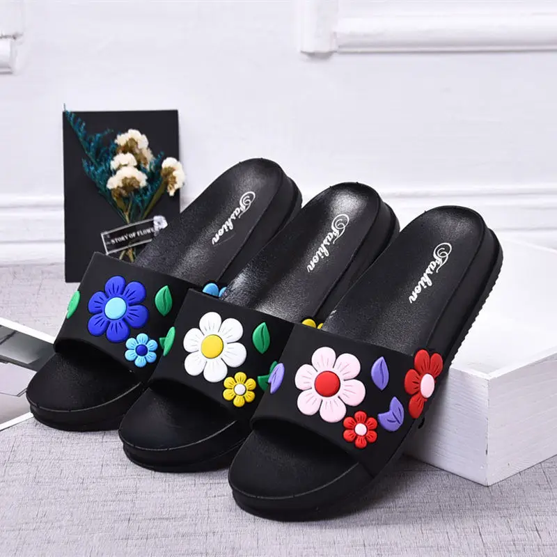 

Summer slippers women shoes Flower Badslippers Indoor slippers Flip Flops bathroom home slippers shoes woman Zapatillas de mujer