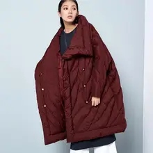 Европейский известный модный бренд, пальто с рукавом «летучая мышь», женская новая зимняя куртка на утином пуху, удлиненная толстая теплая куртка-пуховик wj1533