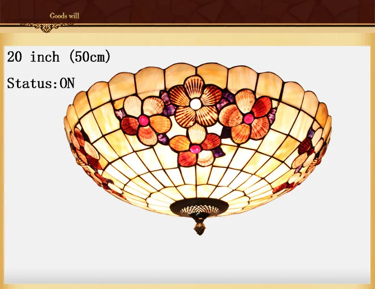 Европейская тиффания оболочки Средиземноморский пасторальный потолочные светильники teto потолочные светильники для украшения дома 16/20/24