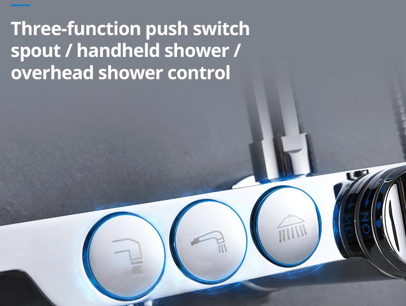 hm Black Rainfall Thermostatic Shower Faucet Set Single Lever Brass Mixer Valve Rack Bath Shower Mixers Rack shower set (13)