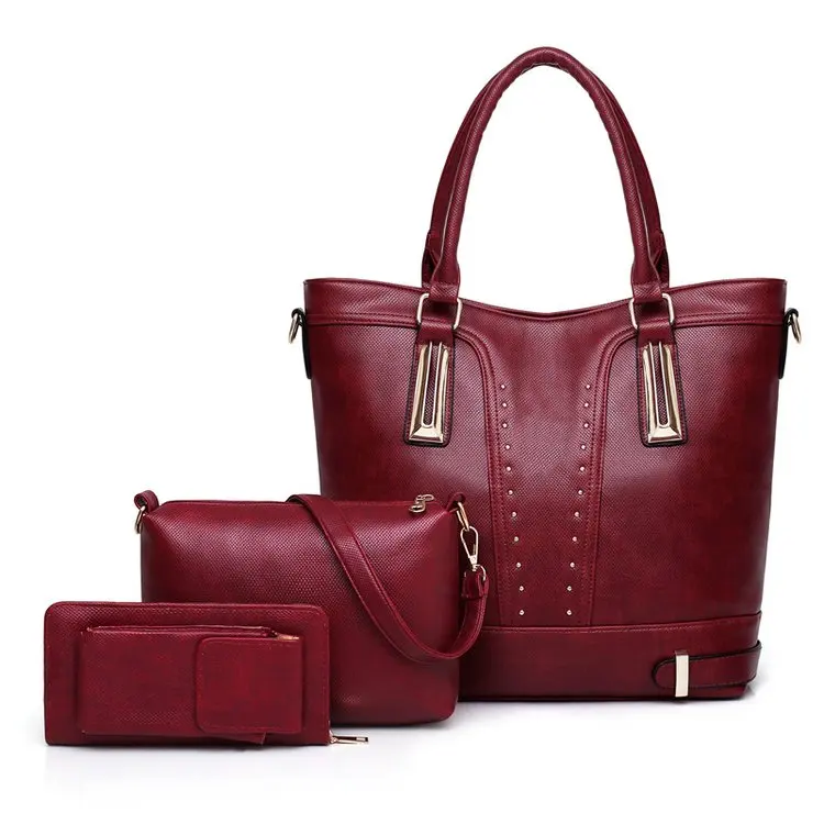 Женская Повседневная Сумка-тоут, 3 комплекта, модная кожаная Высококачественная большая сумка для девочек, сумка на плечо, женская сумка-мессенджер