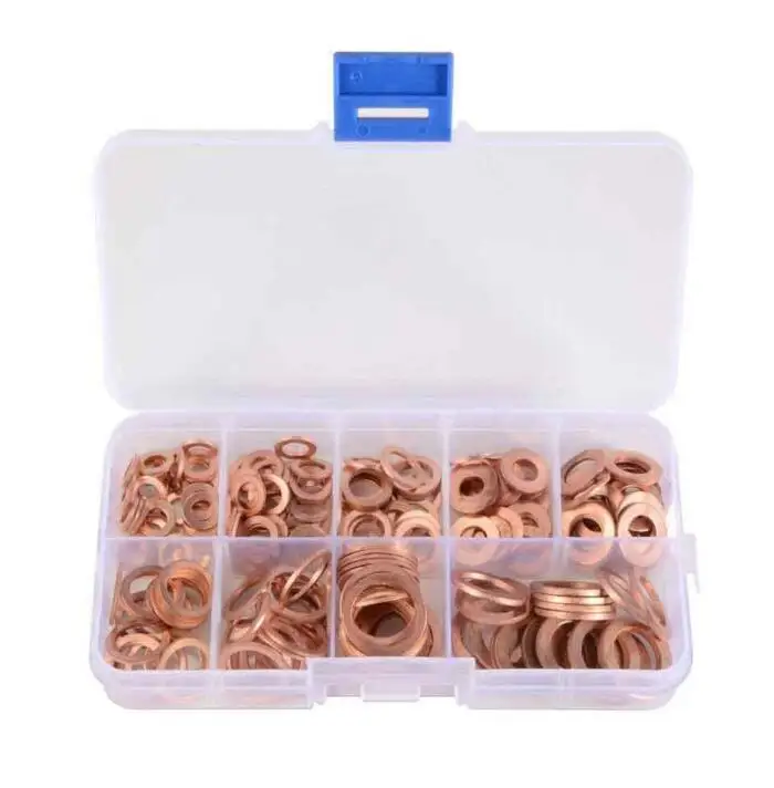 

200pcs Solid Copper Washers Professional Hardware Accessories Flat Ring Sump Plug Oil Seal Gasket