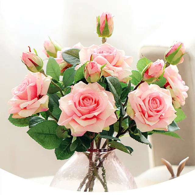2heads Artificial Real Touch Rose Flowers Decoration Fresh 2heads Artificial Real Touch Rose Flowers Decoration Fresh Latex Roses For Wedding Bouquet