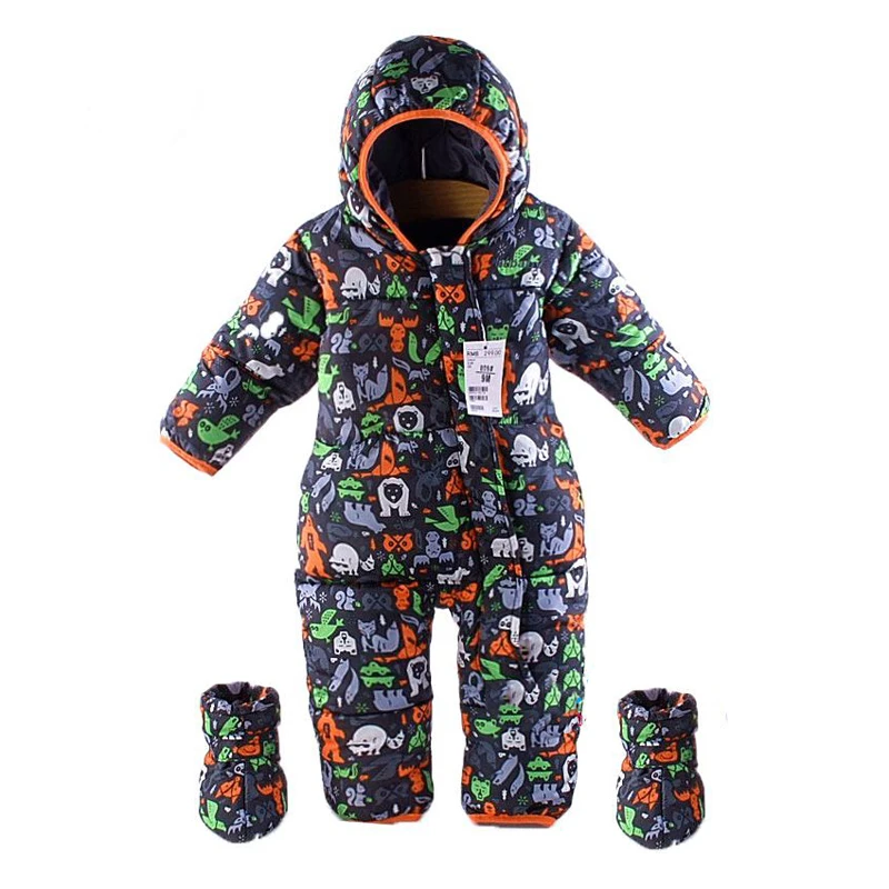 baby children s winter overalls 0 to 24 months down hoodie black infant girl Snowsuit warm