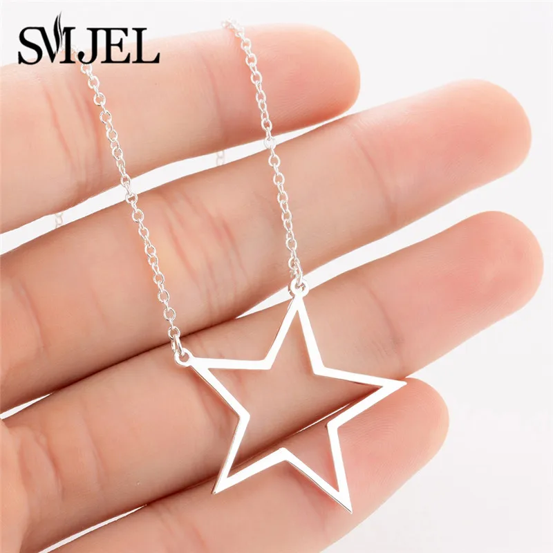 

Ожерелье SMJEL с подвеской в виде большой звезды, модные ювелирные изделия из нержавеющей стали для девушек, золотые геометрические ожерелья, модные женские ожерелья