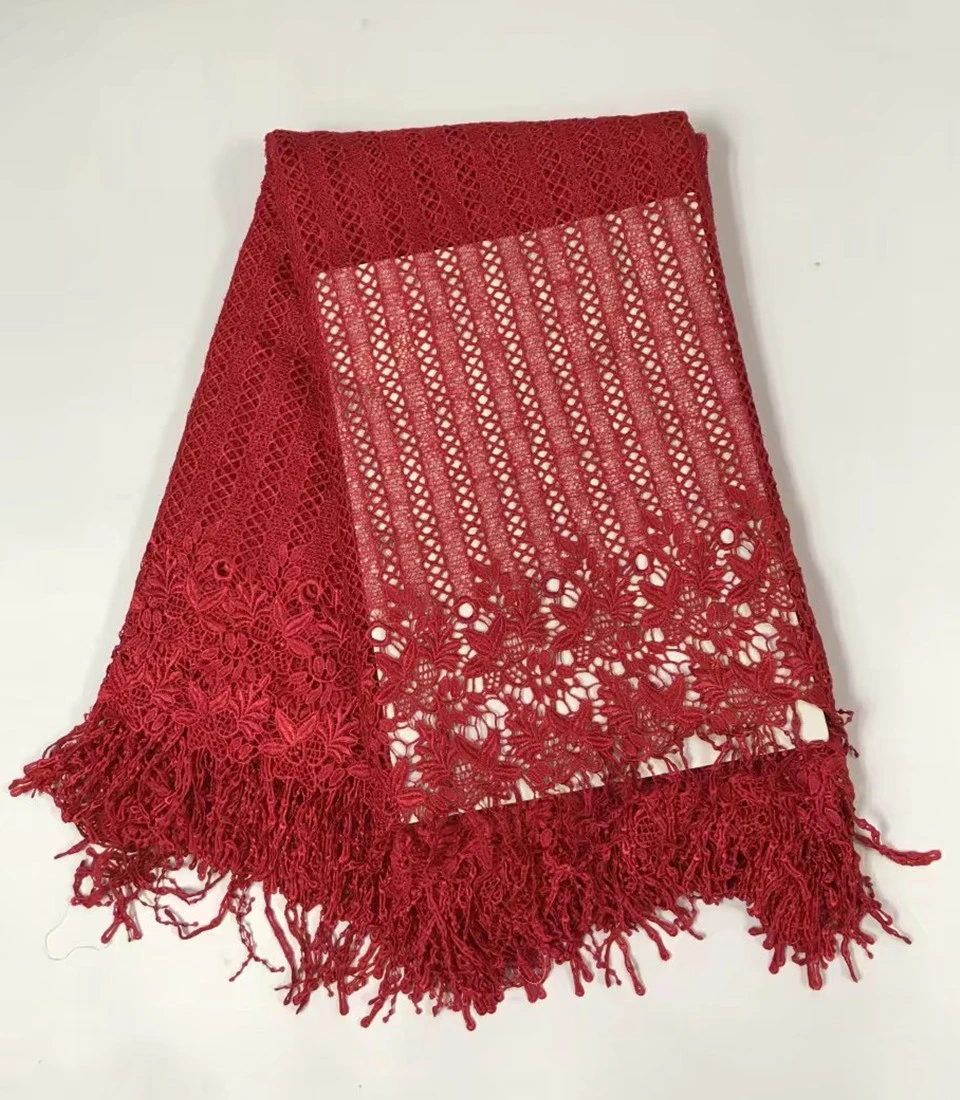 

2017 African polyester nigerian guipure cord Swiss lace,high quality water soluble lace Fabric for dresses 5 yards /lot RL120502