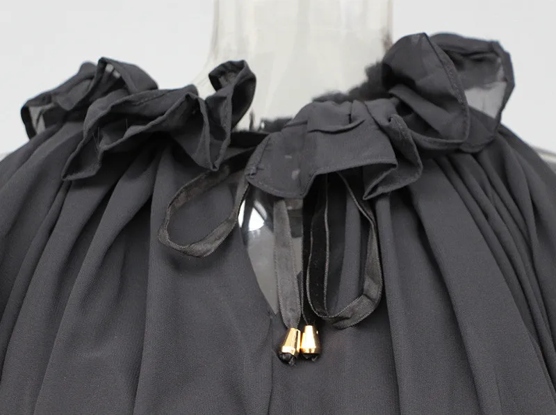 Летняя Сексуальная женская черная блузка с открытыми плечами, рубашка для подиума, женская элегантная шифоновая блузка на шнуровке и на шее для официальных мероприятий, одежда
