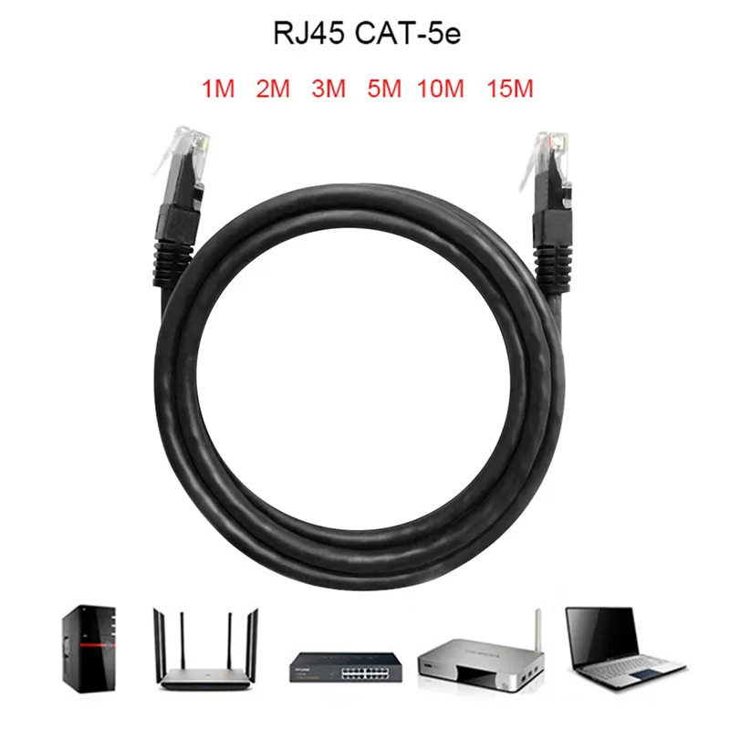 

10pcs Black RJ45 Ethernet Cord CAT5 Rj45 cable 5M/3M/2M/1M Ethernet Internet Lan Network Cable for Computer Router Black