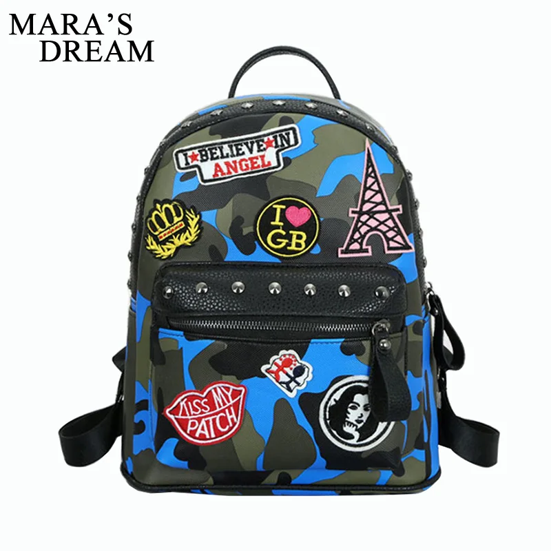 Mara s Dream 2017 font b Women b font font b Backpack b font Camouflage Rivet