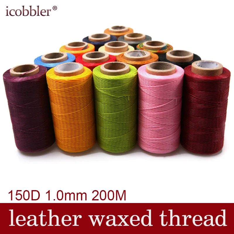 

200M Meter 150D 1.0mm Flat Leather Waxed Thread Cord Stitching for Leather Factory or Leathercraft DIY Multiple Colour Choose