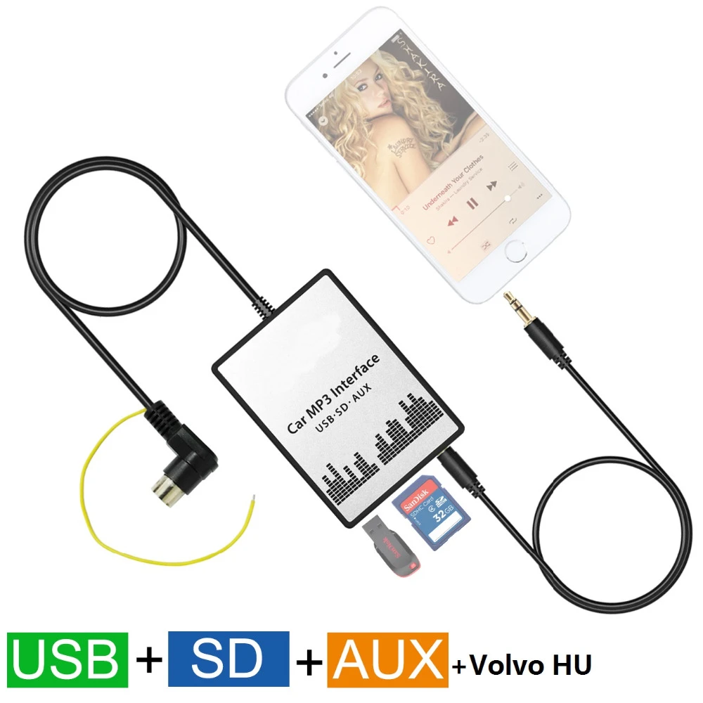 車のデジタル音楽cdチェンジャーのusb Sd Aux In Mp3用ボルボc70 S40 S60 S80 V40 V70 Xc70 Digital Music Mp3 Player Adapterchanger Usb Aliexpress