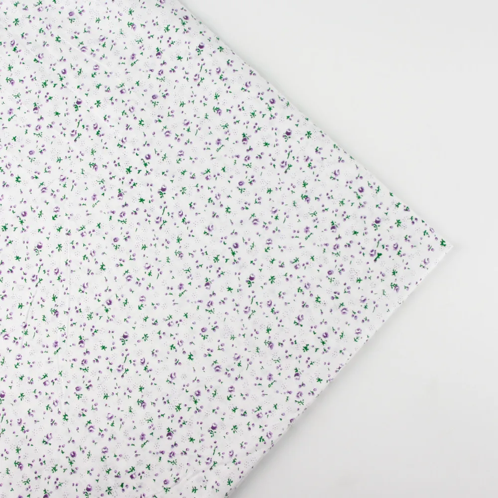 

0.5 meter width 156cm white background purple floral Print Plain Cotton Fabric for Home Textile Patchwork Quilted Fabrics