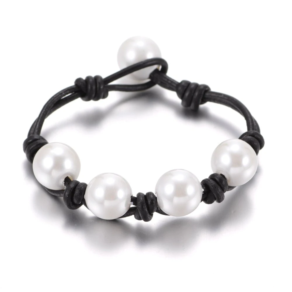 

New Arrivals Hot sale Pearl Leather bracelet many styles Imitation Pearl Handmade leather cord SZ0371e