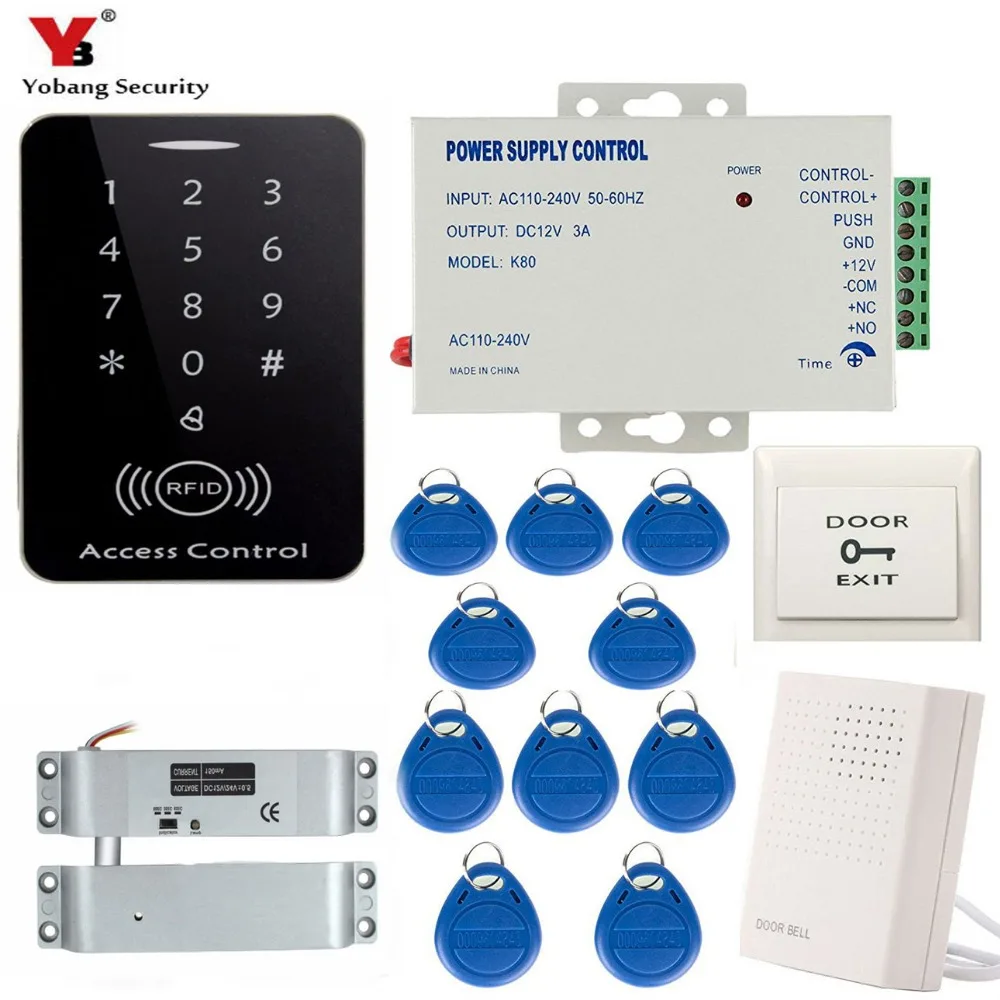 

Yobang Security 10pcs RFID Keyfobs Access Control Gate System Security Proximity Entry Electric Door Lock Access Control System