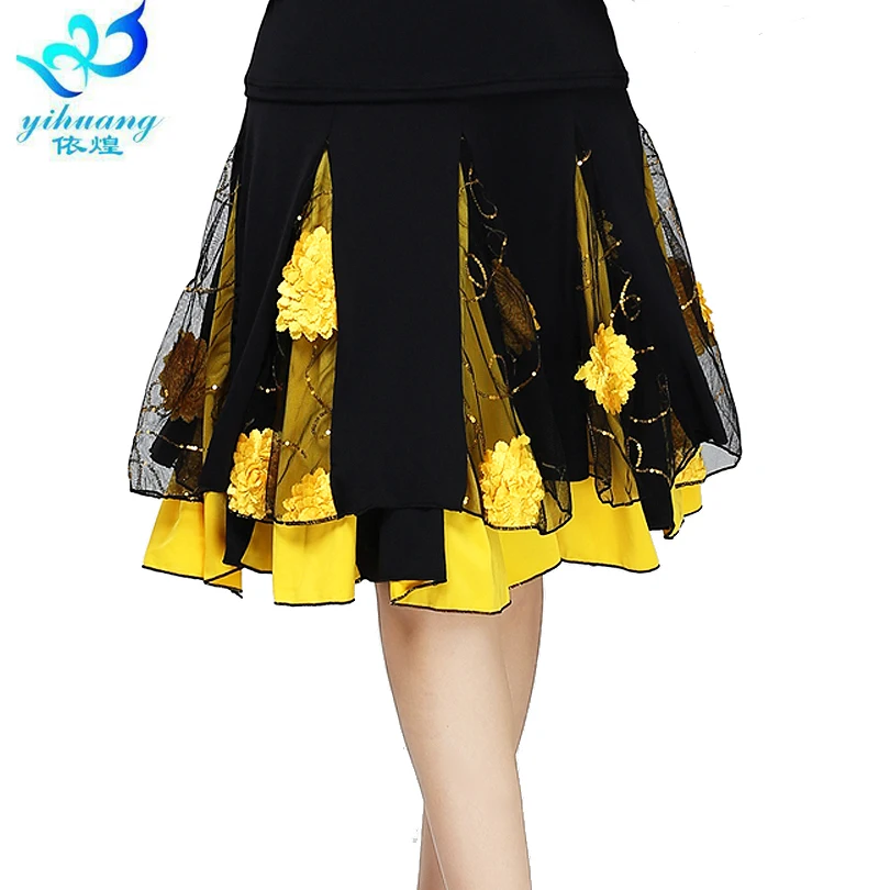 

Ladies Ballroom Dance Skirt Women Modern Standard Waltz Performance Skirt Stage Latin Salsa Rumba Elastic Waistband #2625-1