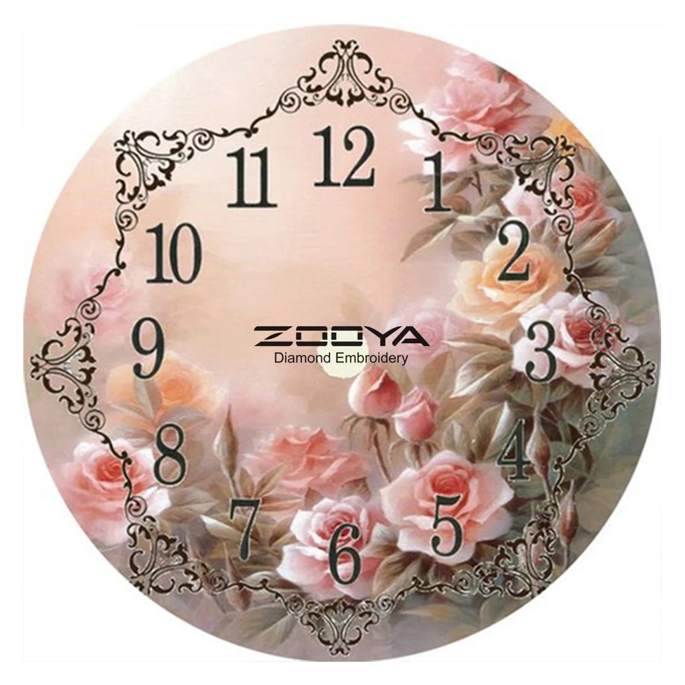 

ZOOYA Diamond Painting Flower Clock Full Diamond Embroidery Pattern Rhinestones Needlework DIY Decor Diamond Mosaic Kit RF1910