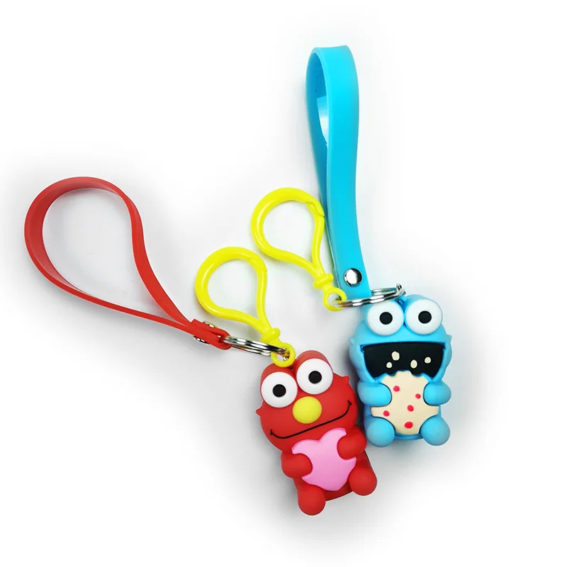 

2019 Cute Fashion Jewelry Sesame Street Emma ELMO Epoxy Doll PVC Solid Soft Doll Couple Keychain Bag Gift Pendant
