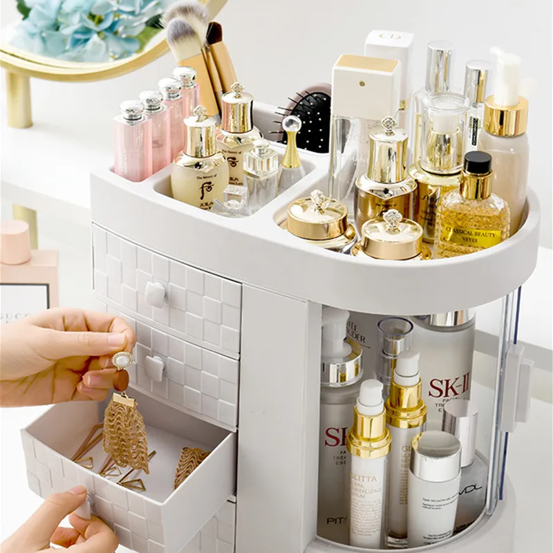  New Recommend Plastic Drawer Luxury Cosmetic Storage Box Bedroom Dressing Table Makeup Organizer Le - 32968431791