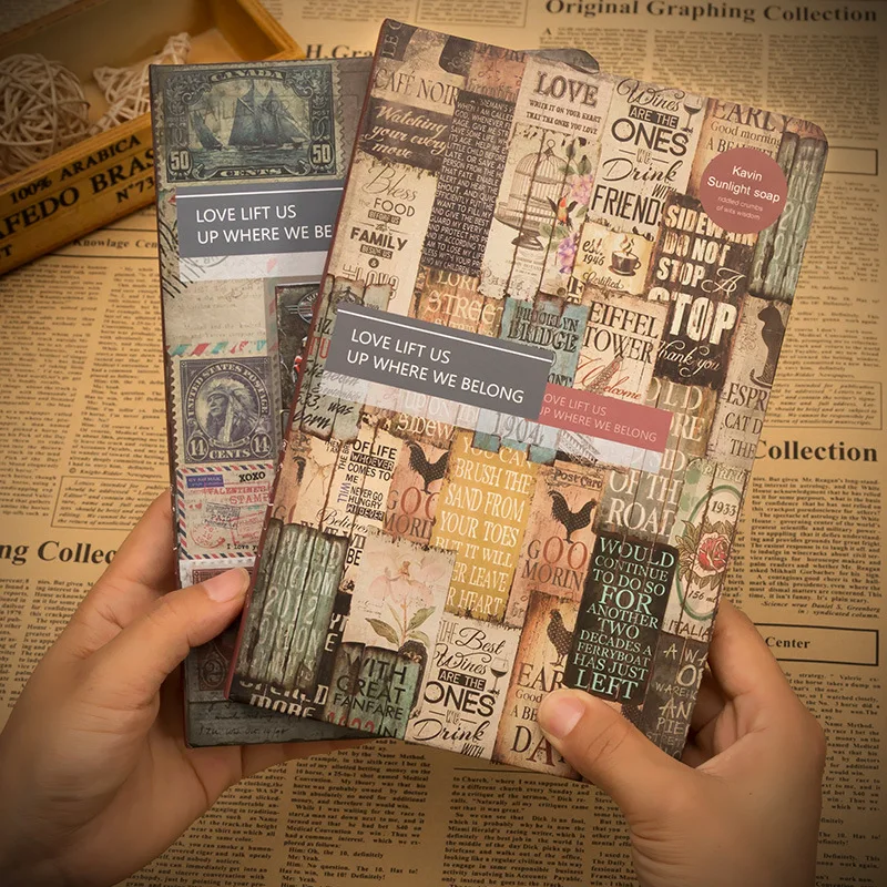 

A5 Vintage Creative Hardcopy Notebook Colored Pages Personal Planner School Notepad Traveler Present