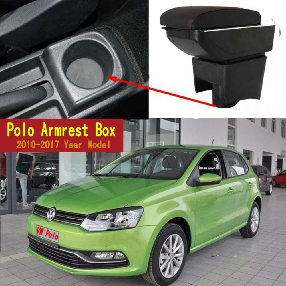 

For Polo Mk5 6R Vento 2010-2018 Dual Layer Armrest Arm Rest Center Centre Console Storage Box Tray 2012 2013 2014