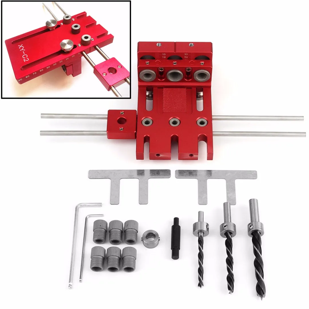 

1 Set 3 in 1 Woodworking Drill Guide Locator High Precision Doweling Jig Joinery System Hole Puncher Kit