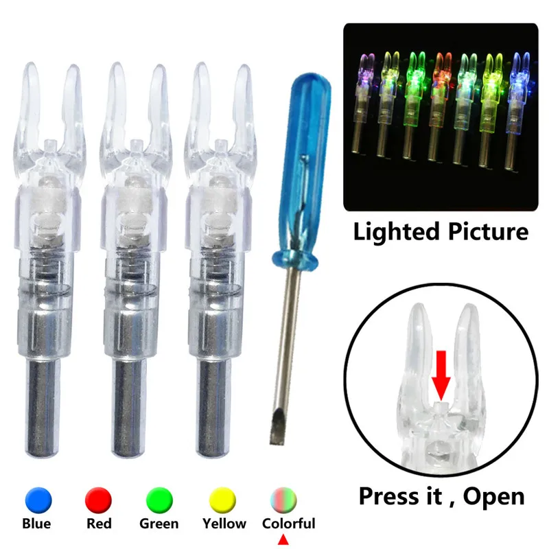3/6 шт. стрельба из лука освещенная стрелка носовой тетива активированный светодиодный стрелка хвостами для ID6.2mm стрелка вал