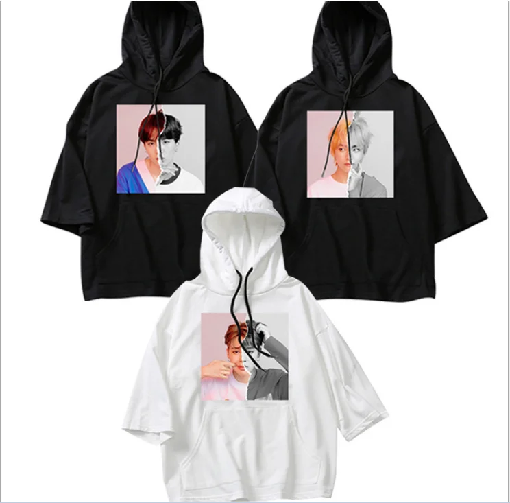 

KPOP Bulletproof Youth hoodies with the new hooded short-sleeved Korean men and women spring and summer