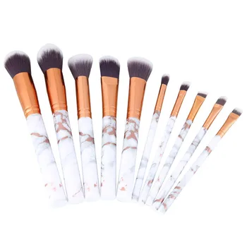 

10pcs Professional Marble Brushes Makeup Tool Kit Soft Makeup Brush Set Foundation Powder Brush Marble Makeup Tools H8