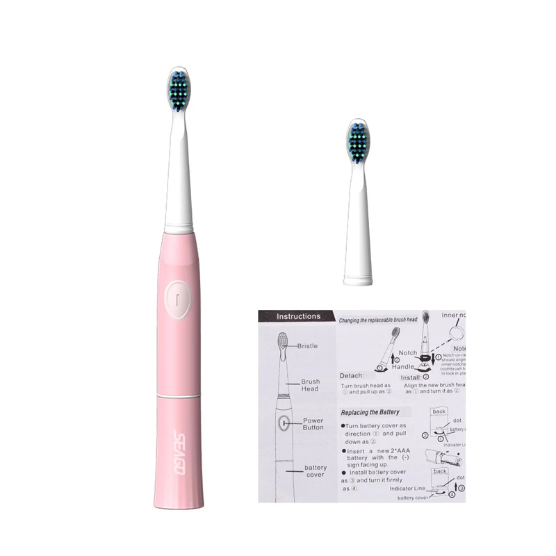 

Seago Electric Toothbrush Sonic Tooth Brush Whitening Oral Care Battery Powered Teeth Brush Soft Bristle Head Deep Clean Oral