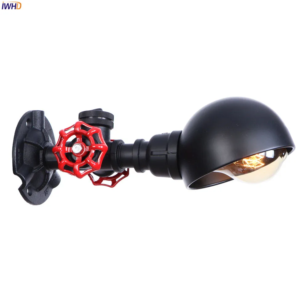 

IWHD Retro Loft Edison LED Wall Lamp Iron Water Pipe Wandlamp RH Bedside Living Room Fixtures Home Bathroom Light Luminaire