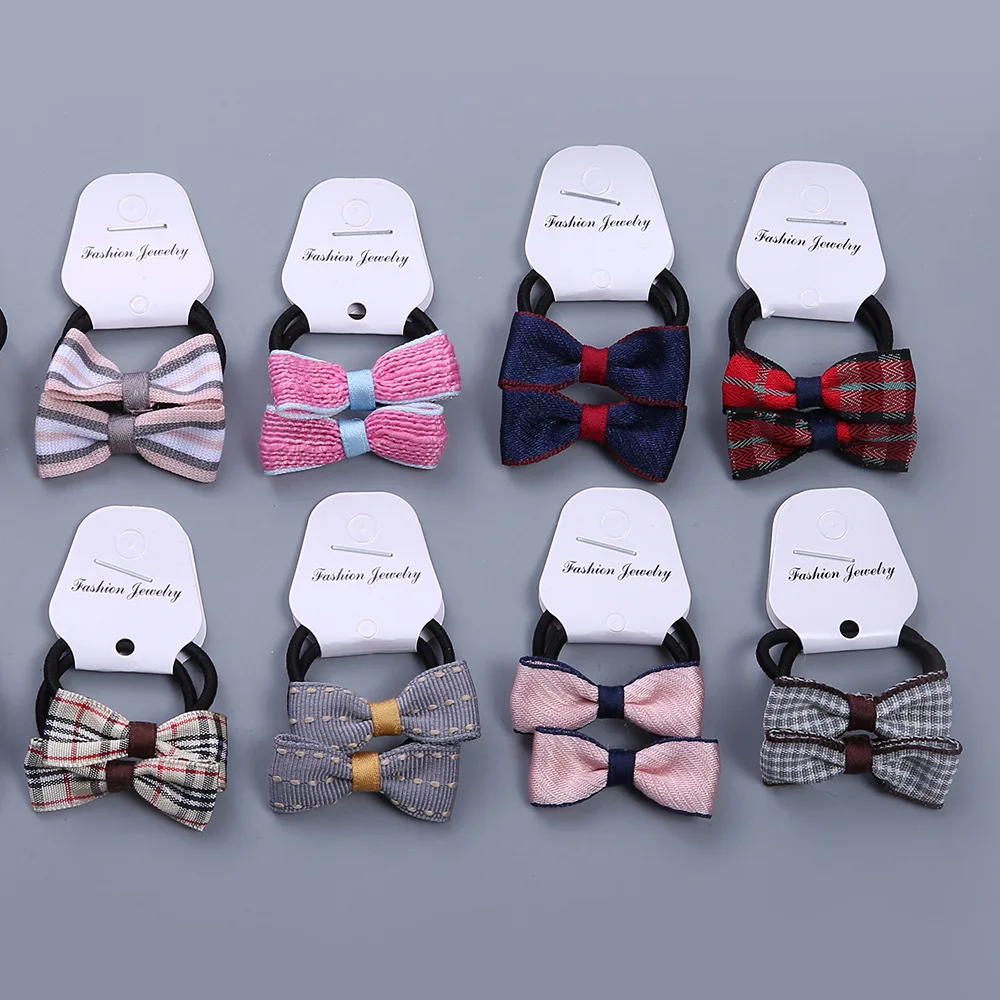 

2pcs Mini Hair Bows Rubber Elastic Hair Bands Little Girls Ponytail Ties Hair Rope British School Headdress Hair Accessories