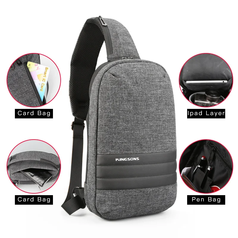 

Kingsons KS3188w 10.1 inch Chest Backpack For Men Women Casual Crossbody Bag Leisure Travel Single Shoulder Backpack