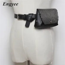 Engyee Для женщин талии мешок заклепки поясная Сумка женская кожаная талии упаковка дамы сумки дорожные Единый телефон чехол Прямая поставка