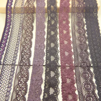 

10 yards/lot width brown&coffee series Elastic Stretch Lace trim sewing headband accessories lace fabricmade Dolls Dyed Fabrics