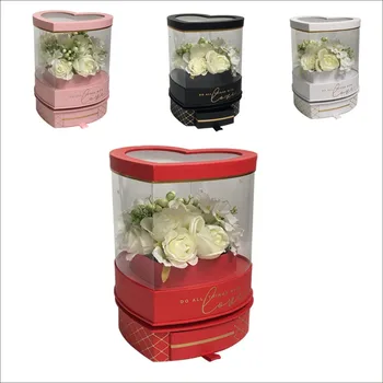 Heart-shaped trun around With drawer PVC florist packing flowers gift box Watch the Video in Your PC first,Valentine's Day box Heart-shaped trun around With drawer PVC florist packing flowers gift box Watch the Video in Your PC first,Valentine's Day box
